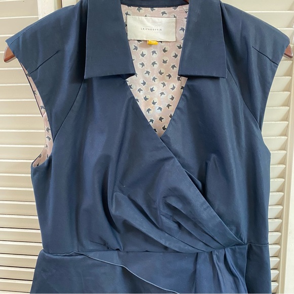 Anthropologie Leifsdottir Navy Blue Collar Sheath Dress - Picture 3 of 7